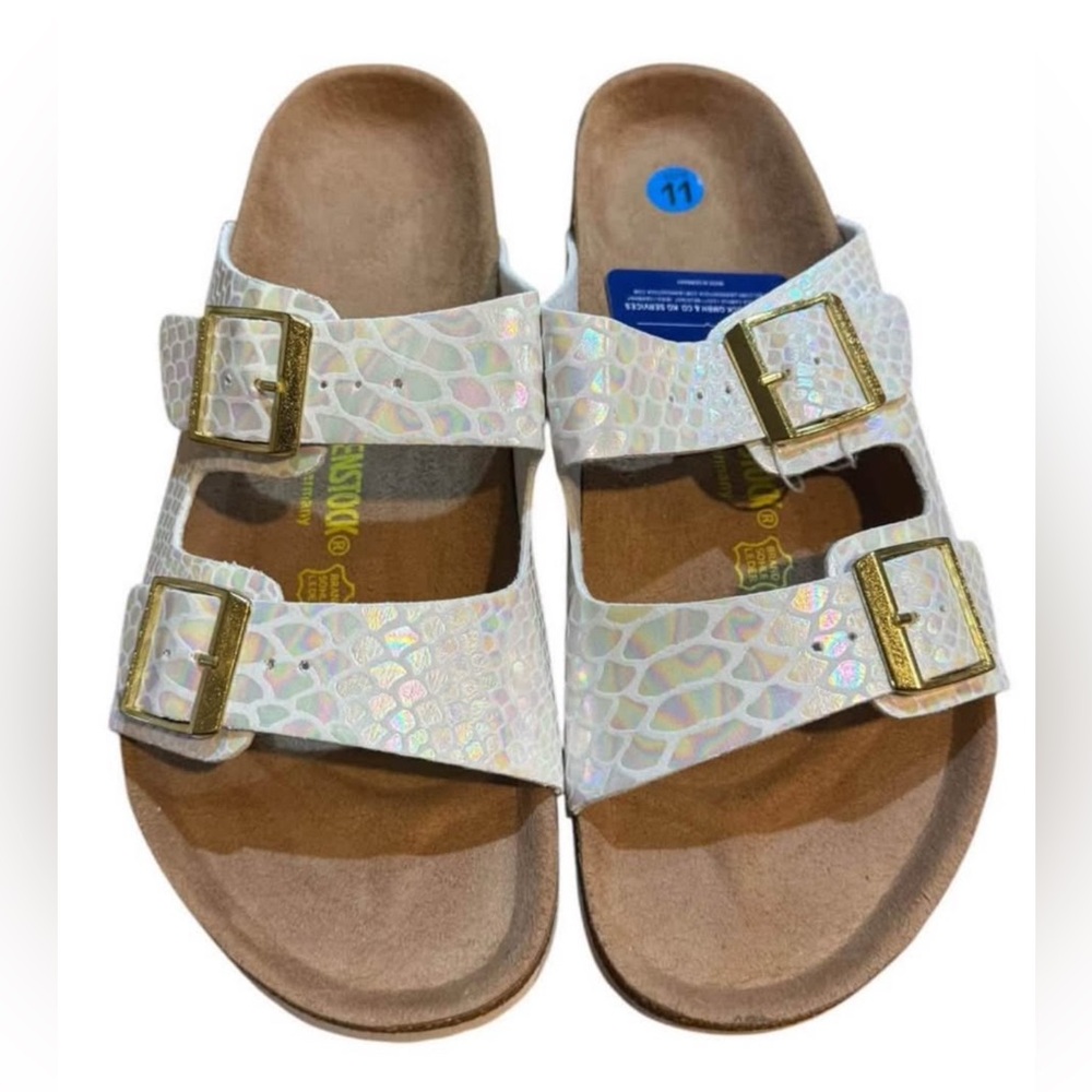 Birkenstock Arizona Rose Pink Snake Print Sandals